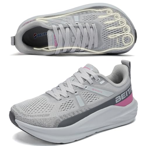 Image of Beita Women's Width Toe Box Walking Shoes｜Wedge Running Athletic Tennis Shoes with Rubber Outsole｜Fashion Platform Sneakers Non-Slip Thick Anti Slip Breathable Cushion Leisure Work