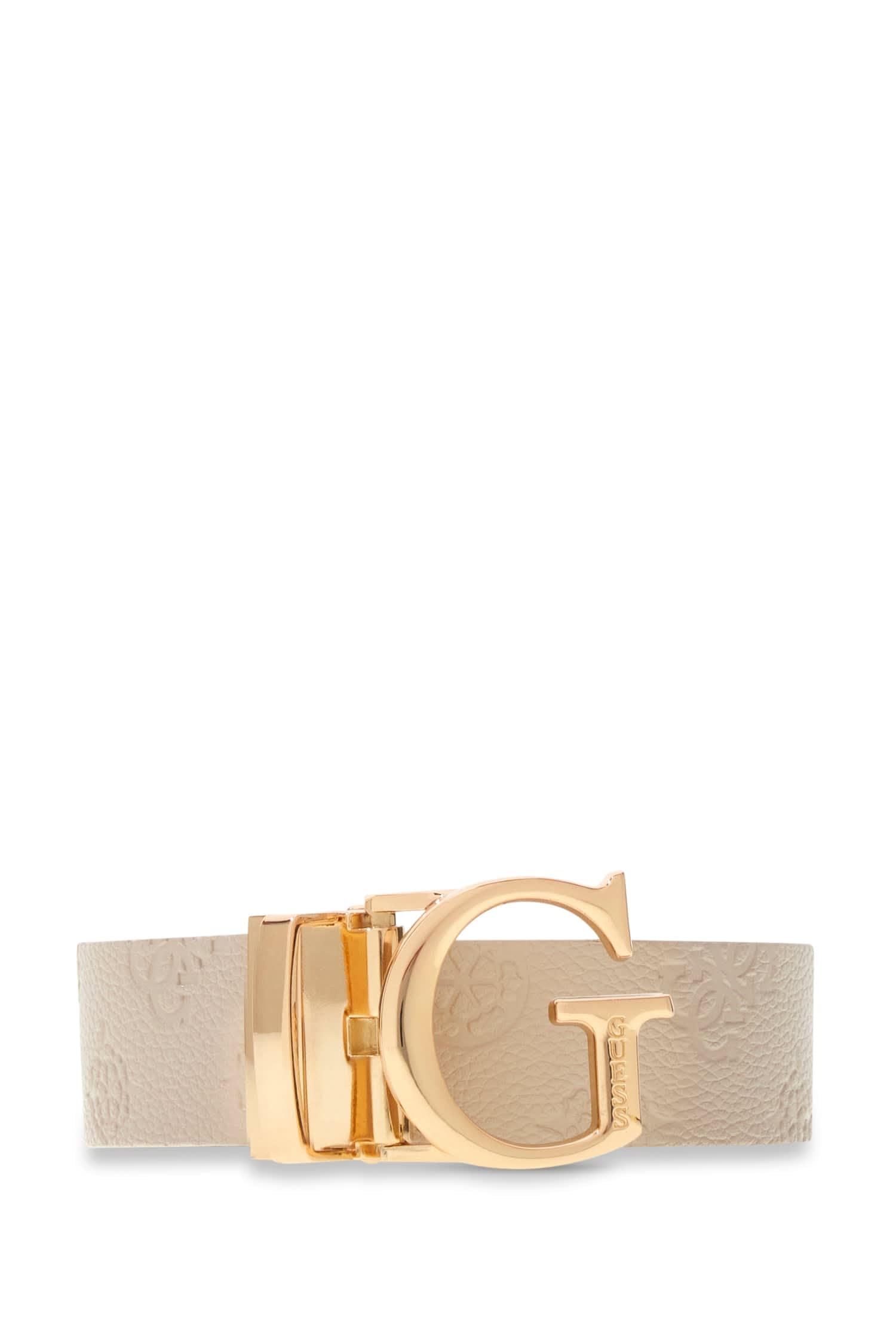 GUESS Women's Belt Ella Logo Adj&Rev Pant Belt White