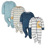 Gerber Baby-Jungen 4er-Pack Sleep'N Play Strampler und Kleinkind-Schlafanzüge, Dinosaurierblau, 0–3 Monate