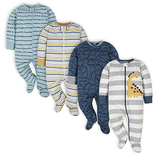 Gerber Baby Boys 4 Pack 'N Play Footie And Toddler Sleepers, Dinosaur Blue, 6-9 Months US by Gerber - Used condition - US$23.21