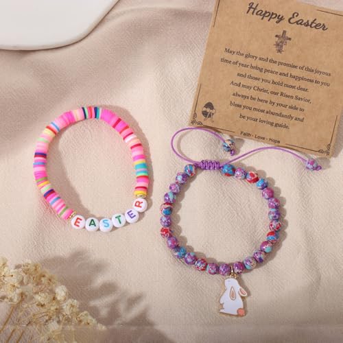 Image of enasal Easter Basket Stuffers for Teens Girls, Nature Stone Easter Gifts Cross Bracelet, Christian Gifts Inspirational Jewelry