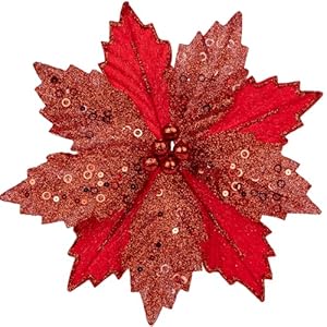 Briful 9'' Poinsettias Artificial Christmas Flowers 8PCS Silk Christmas Floral Picks and Sprays Large Red Poinsettias Flowers with Clips for Xmas Tree Vase Arrangement Wreath Decor Briful 9 Poinsettias Artificial Christmas Flowers 8PCS Silk Christmas Floral Picks and Sprays Large Red Poinsettias Flowers with Clips for Xmas Tree Vase Arrangement Wreath Decor