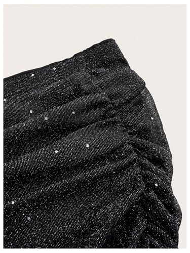 OYOANGLE Women's Plus Size Sparkly Ruched Bodycon Mini Skirt Elastic High Waist Glitter Pencil Skirts3