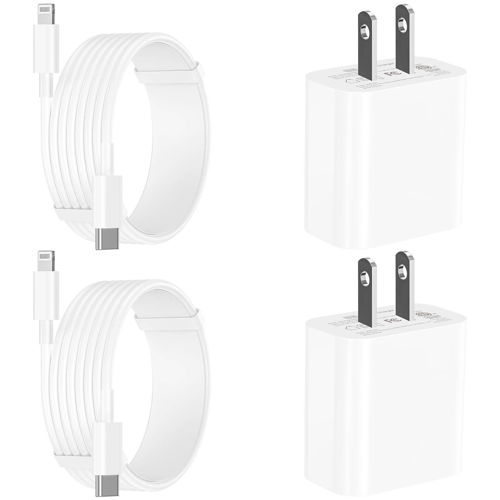 pack 3 [Apple MFi Certified] iPhone Charger Fast Charging, LANWK 2Pack 20W USB-C Charger Block Dynamic Power Adapter Type-C Wall Charger with 6FT Lightning Cable for iPhone 14 13 12 11 Pro XS Max XR X 8 iPad
