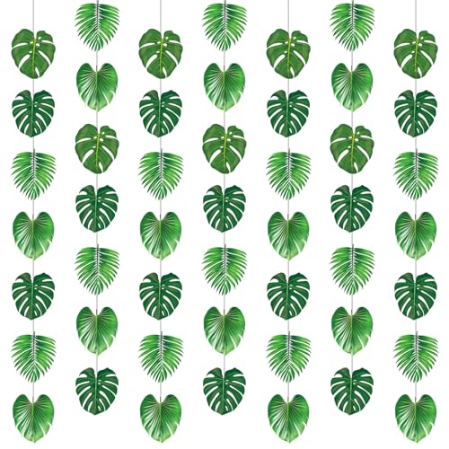 Xinnun Tropical Garlands 2026 Vbs Party Decorations Rainforest Palm Leaves Garland Banners Green...