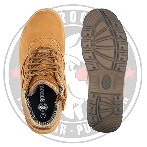 ROCKROOSTER Mens Work Boots, 6 inch Steel Toe Side Zipper Safety Wheat Black Slip Resistant Work Boot, TPU Outsole Breathable Leather Shoes, ASTM F2413-18 Static Dissipative SD (AK050 & AK050BK)4