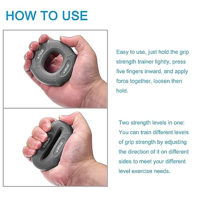 uxcell Hand Grip Strength Trainer, 3 70-80 Lbs Silicone Rings Finger Forearms Exercise Grip Squeezer for Athletes Workout, Rock Climbing, Space Gray