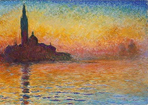 Wieco Art - Dusk in Venice by Claude Monet Oil Paintings Reproduction Modern Giclee Canvas Prints Landscape Pictures Artwork Paintings on Canvas Wall Art for Home office Decorations