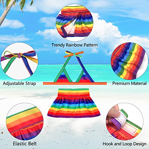 Gindoor Dog Bikini Outfit, 2 Pieces Dog Bathing Suit Adjustable Puppy Swimsuit Doggie Bathing Dress Cat Beach Clothes, Rainbow And Leopard Print Bathing Suits For Dogs Girl #TOP3