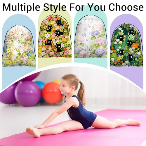 Image of Cat Grip Bag for Gymnast Colorful Blossom Small Gym String Storage Pouch Bag