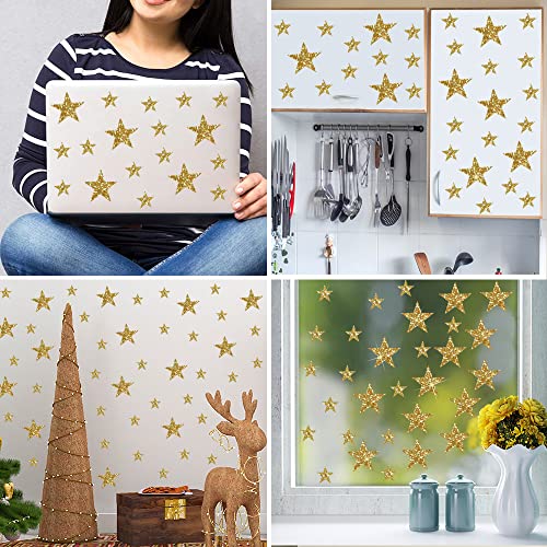 Buiory 63 Pcs Removable Diy Gold Glitter Stars Wall Decals Vinyl Sparkle Star Wall Sticker Peel And Stick Art Decor Murals For Children Baby Room Girls Bedroom Nursery Weeding Teens Playroom Classroom Door (Star) #TOP5
