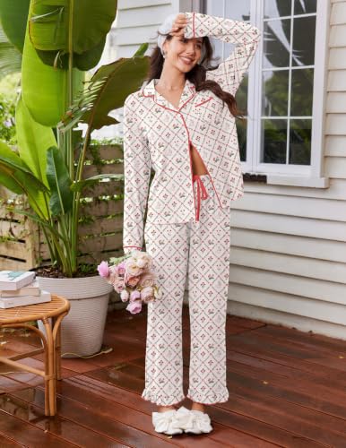 Ekouaer Womens Pajama Sets Long Sleeve Sleepwear Button Down Pjs Loungewear - image 3