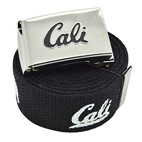 BodyJewelryOnline Canvas Military Black Cali California Republic Web Belt & Flip Buckle 60 inches