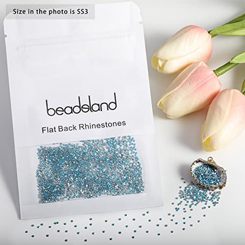 Image of Beadsland 2880pcs Flat Back Crystal Rhinestones Round Gems for Nail Art and Craft Glue Fix,Aquamarine AB,SS3,1.2-1.4mm | Flatback Glass Gems, 1.2-1.4mm, for Nail Art Craft, Glue Fix