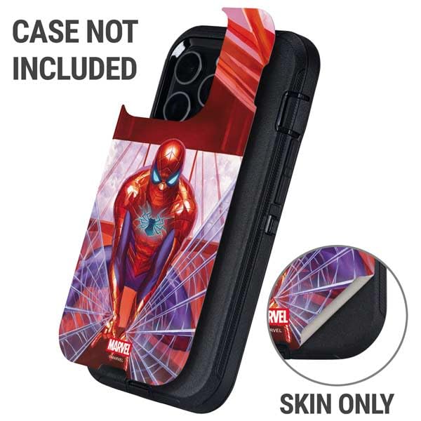 Skinit Decal Phone Skin Compatible with OtterBox Defender iPhone 15 Pro Max - Officially Licensed Marvel Spiderman Web Slinger Design