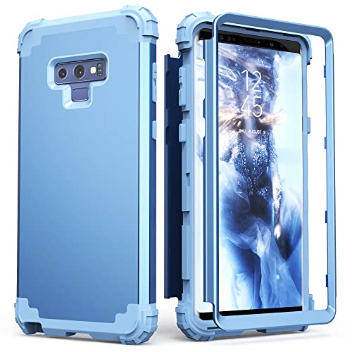 IDweel for Galaxy Note 9 Case, 3 in 1 Shockproof Slim Fit Hybrid Heavy Duty Protection Hard PC Cover Soft Silicone Rugged Bumper Full Body Cover,Peace Blue