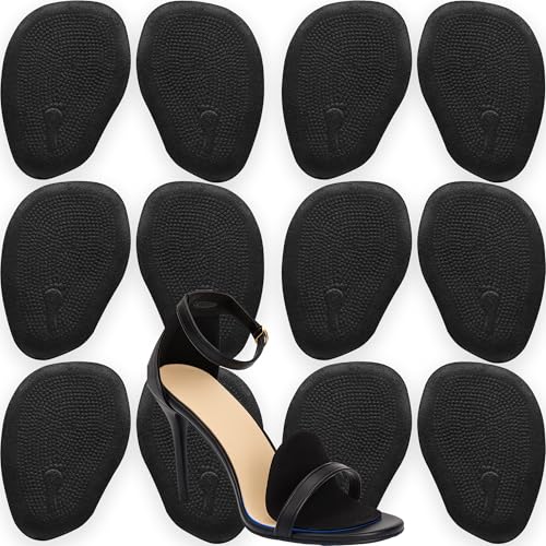 Cojines para el Antepié para Mujeres, Almohadillas Metatarsianas para Tacones Altos, Inserts de Talón de Confort Todo el Día, Alivio del Dolor, Almohadillas para la Planta del Pie (Negro, Pack de 12)