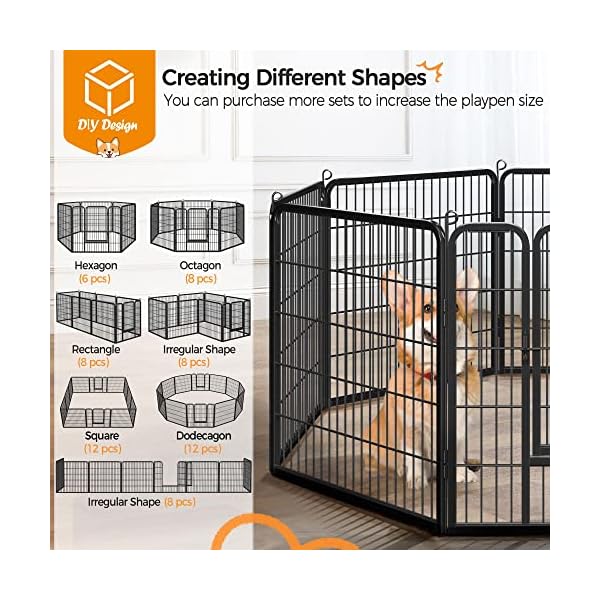 Yaheetech 8 Elemente Welpenauslauf Welpengehege mit Tür Absperrgitter 80 x 80cm Freilaufgehege Welpenzaun für Hasen Kaninchen Hunde Meerschweinchen – Bild 10