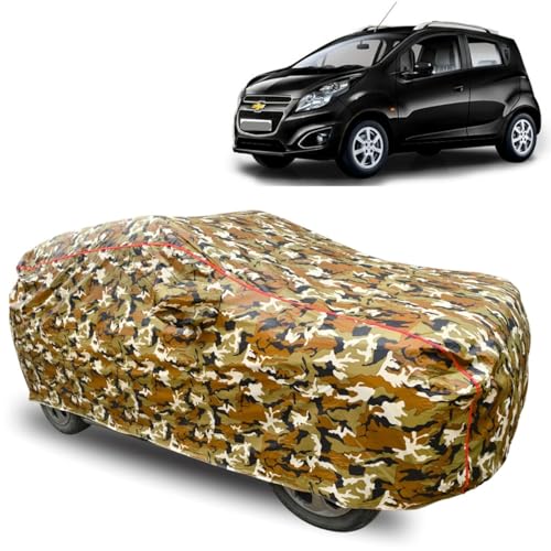 Image of GROOFOO Car Cover Compatible with Chevrolet Beat | Camouflage, Waterproof, Dustproof, UV Protection | Military Jungle Design | Custom Fit, Triple Stitched | All Weather Body Cover