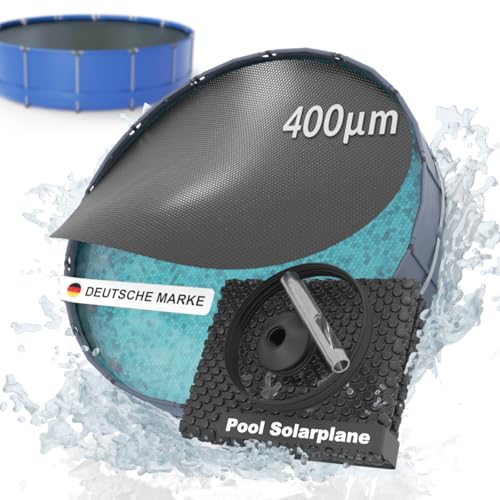 Planenfux 400m Solarplane Pool Rund 488cm inkl. Befestigung | UV Chlor- & Salzwasser-Resistente Pool Solarfolie | Solarabdeckung | Individuell zuschneidbare Solarabdeckung zum Poolwasser erwärmen