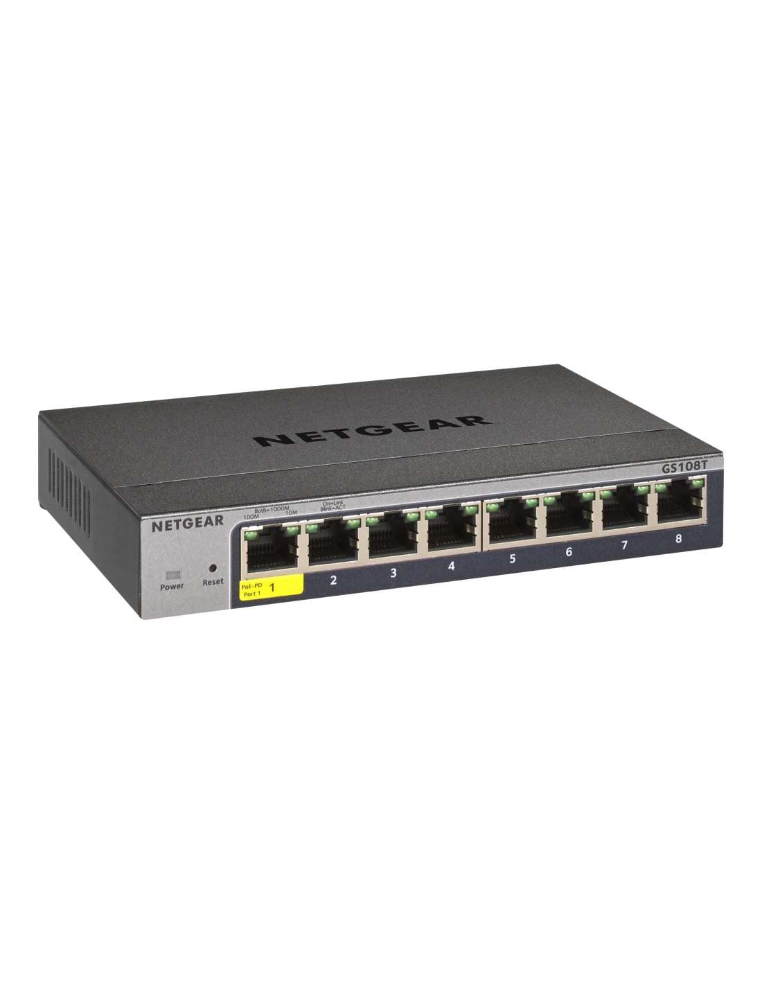 NETGEAR 8-Port Gigabit Ethernet Smart Switch (GS108T): Managed, mit 1 PD-Port, optionales Insight Cloud , Desktop oder Wandmontage geräuscharmer Betrieb und Service über die gesamte Lebensdauer
