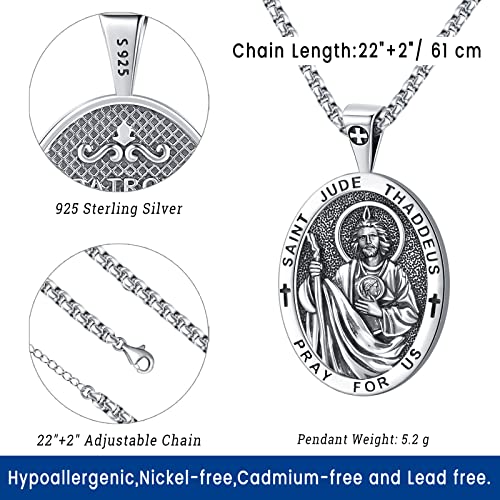 Eusense Saint Necklace Sterling Silver 925 Protection Jewelry for Men Women Patron St Medals Amulet Pendant3