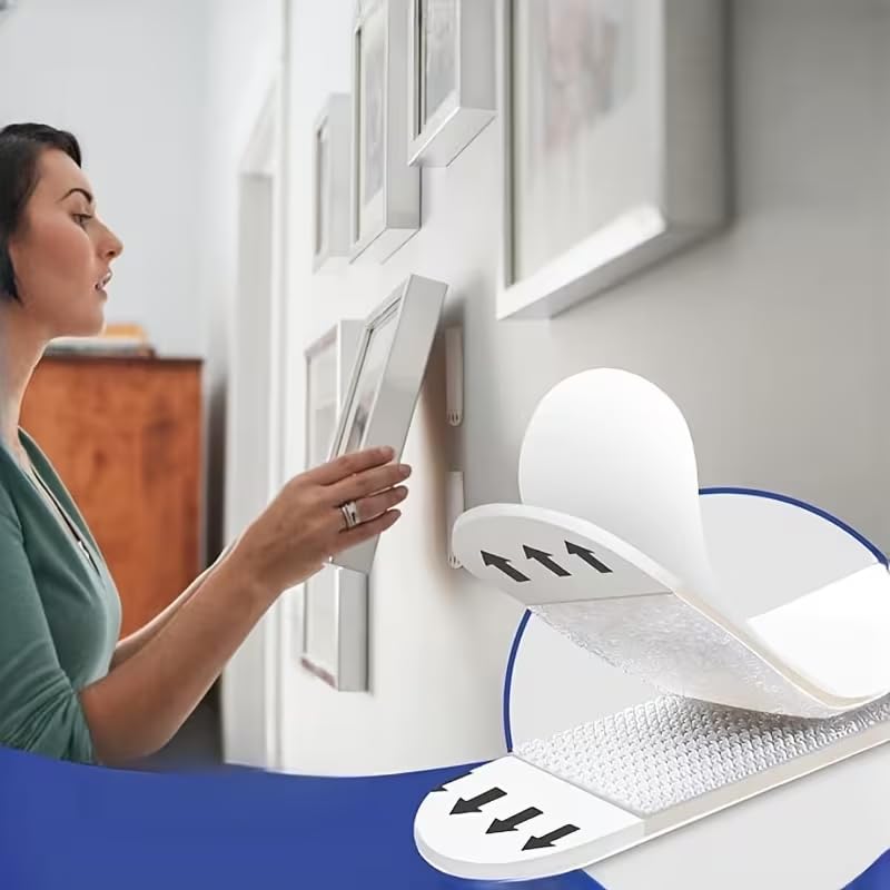 12pcs Large Image Hanging Strip, No Damage Hanging Frame, Heavy-Duty, No Need for Tool, No Need for Nail Hanging, Detachable and Undamaged, Waterproof Frame Hook