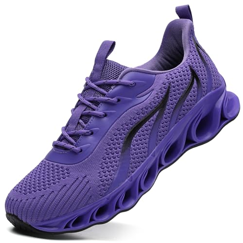wanhee Running Shoes for Men Sneakers Purple Size 9.5 Athletic Jogging Tennis Walking Shoes Breathable Fashion Gym Runner Trail Workout Shoes