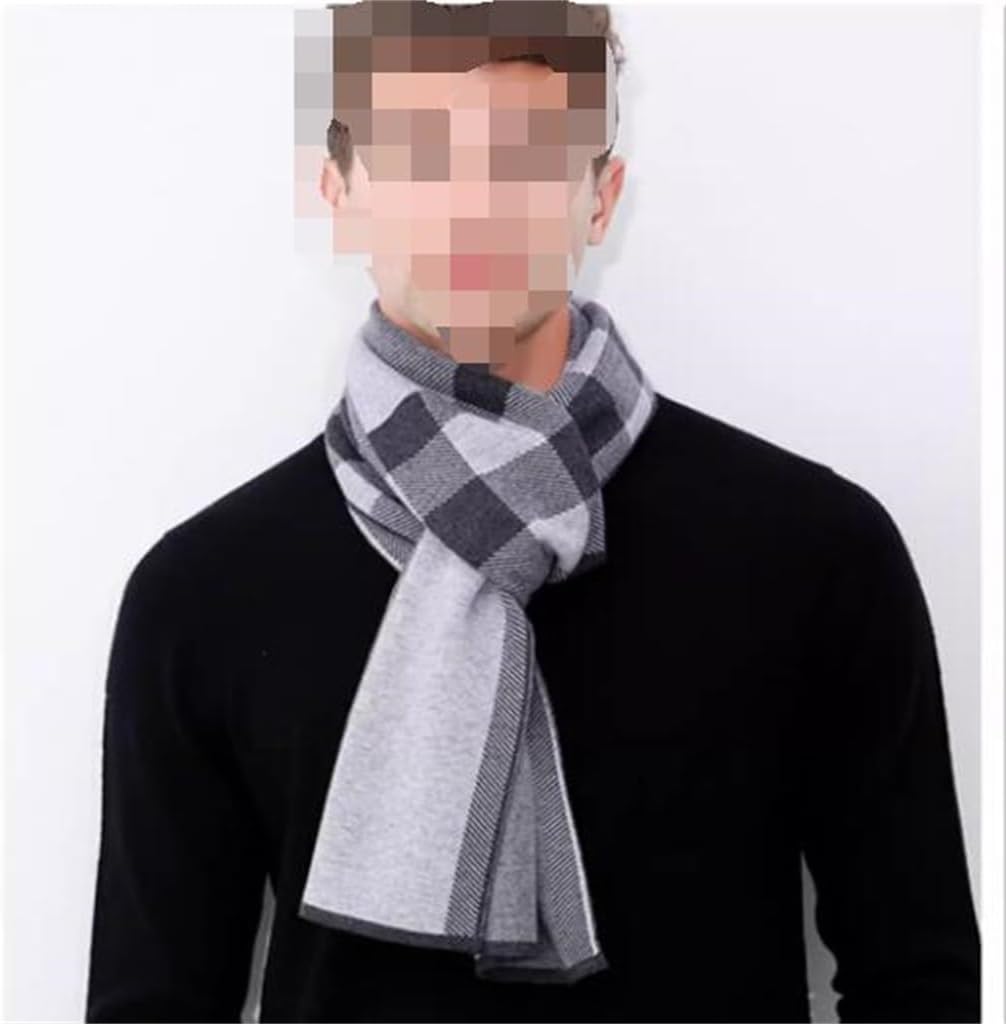 JSEIAJB Autumn and Winter Wool Scarf Thickened and Warm Business Men's Neck Gift