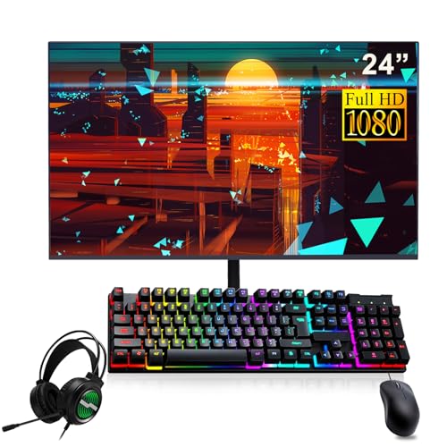 Image of Dell Optiplex 7060 SFF Desktop Computer PC with 24 inch FHD Computer Monitor, RGB Headset, AMD Radeon R5 340X 2GB, Core i5-8500 3.0GHz, Keyboard, Mouse, 16GB RAM, 512GB SSD, Windows 11 Pro(Renewed)