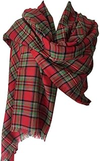 Purple Possum® Royal Stewart Tartan Scarf Ladies Red Green Plaid Wrap Shawl Mens Cotton Checked Fair Trade
