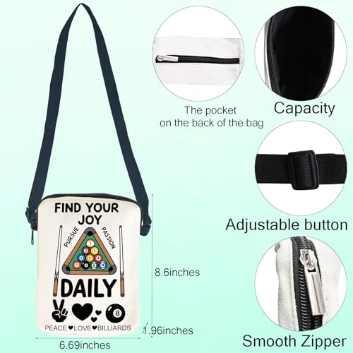 Pool Ball Lucky 8 Ball Canvas Crossbody Bag with Adjustable Billiards Player Travel Shoulder Bags Sports Games Gift2