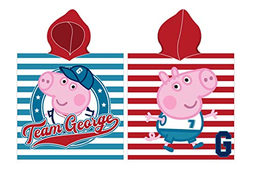 Carbotex Peppa Pig Poncho de baño 50 x 115 algodón maritim joven Poncho con capucha Toalla infantil Baby George Peppa Wutz