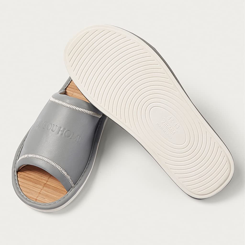 Zapatillas para Mujer de Interior, Zapatillas de Lino de algodón con Punta Abierta para Interiores de Cuero de PU, Zapatillas de Interior Antideslizantes de Verano de Lino Unisex de (Color: Verde,
