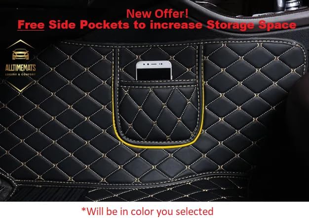 Leather Car Mats (Custom Made) (Black/Red Floor Mats)