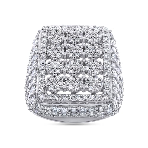 5 Carat Round Cut Lab Created Moissanite Men's Dome Cluster Anniversary Wedding Band Ring In 14K Gold Plated Sterling Silver (VVS1 Clarity, 5.00 Cttw)