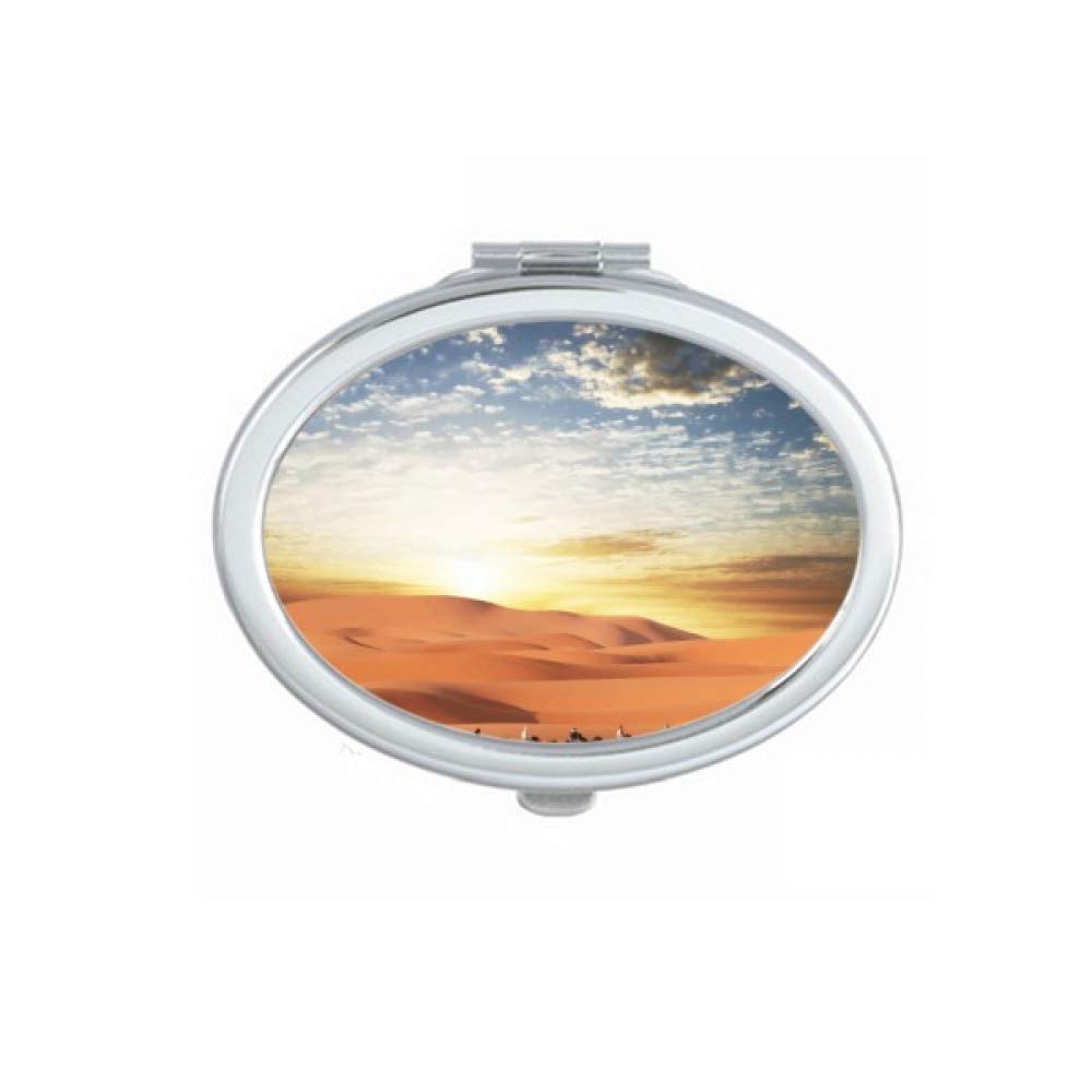 Blue Sky Journey Silk Road Camel Desert Mirror Portable Fold Hand Makeup Double Side Glasses