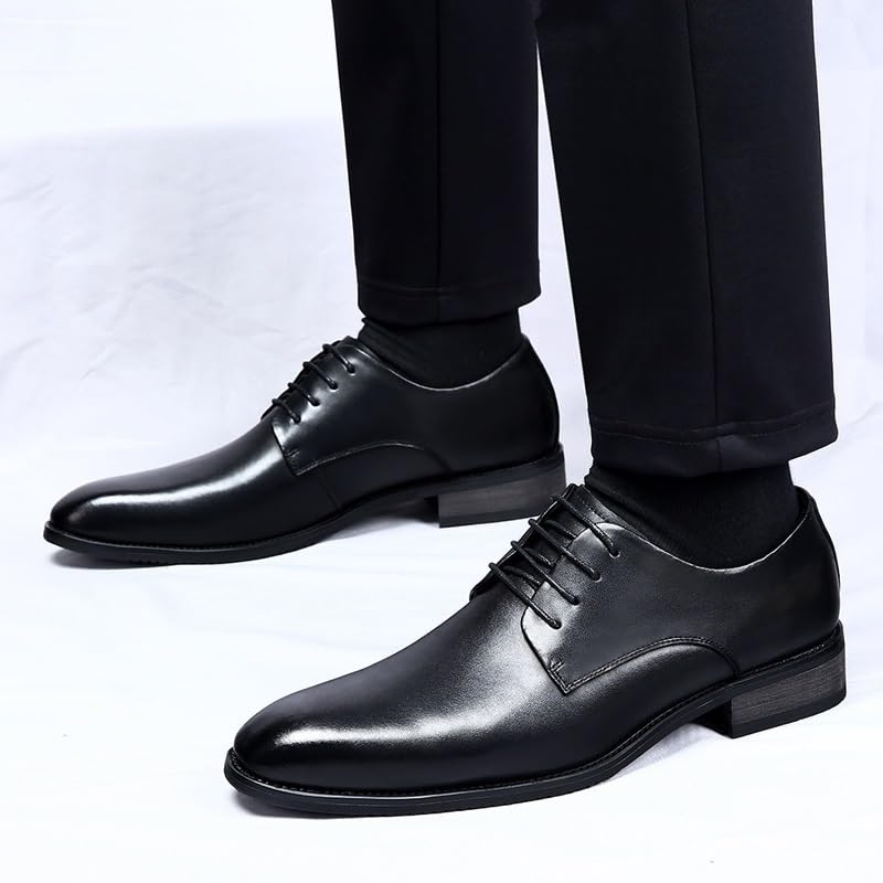 Dress Shoes for Men's Italian Leather Fashion Lace Up Prom Wedding Tuxedo Anti-Slip Non Slip Rubber Sole Block Heel Low Top Shoe Comfort Orthopedic Wingtip4