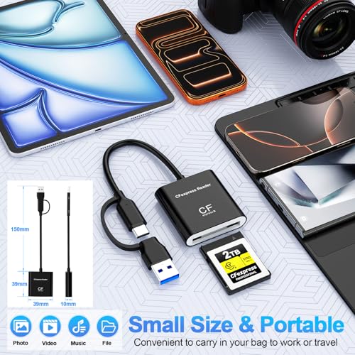Lecteur CFexpress Type B 10 Gbit/s avec double câble USB-C et USB-A - 6