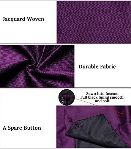 Image of DiBanGu Mens Vest and Tie Set Formal Paisley Waistcoat and Necktie Pocket Square Cufflinks Silk Suit Vest for Tuxedo Wedding