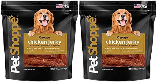 PetShoppe Premium Chicken Jerky Dog Treats Made in USA Only All Natural - No Fillers, Additives or Preservatives (2 - 12 oz)