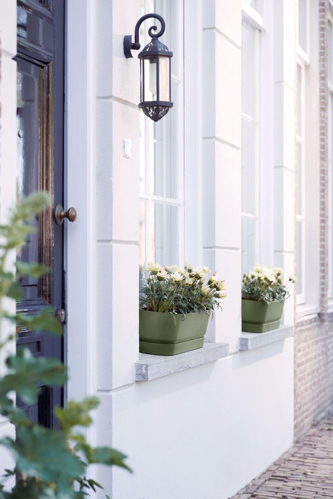 Elho Greenville Long 50cm Jardinière - Leaf Green | L 19.8 x W 49 x H 17.9 cm | Soucoupe Intégrée | Convient à une Utilisation Extérieure | Plastique 100% recyclé