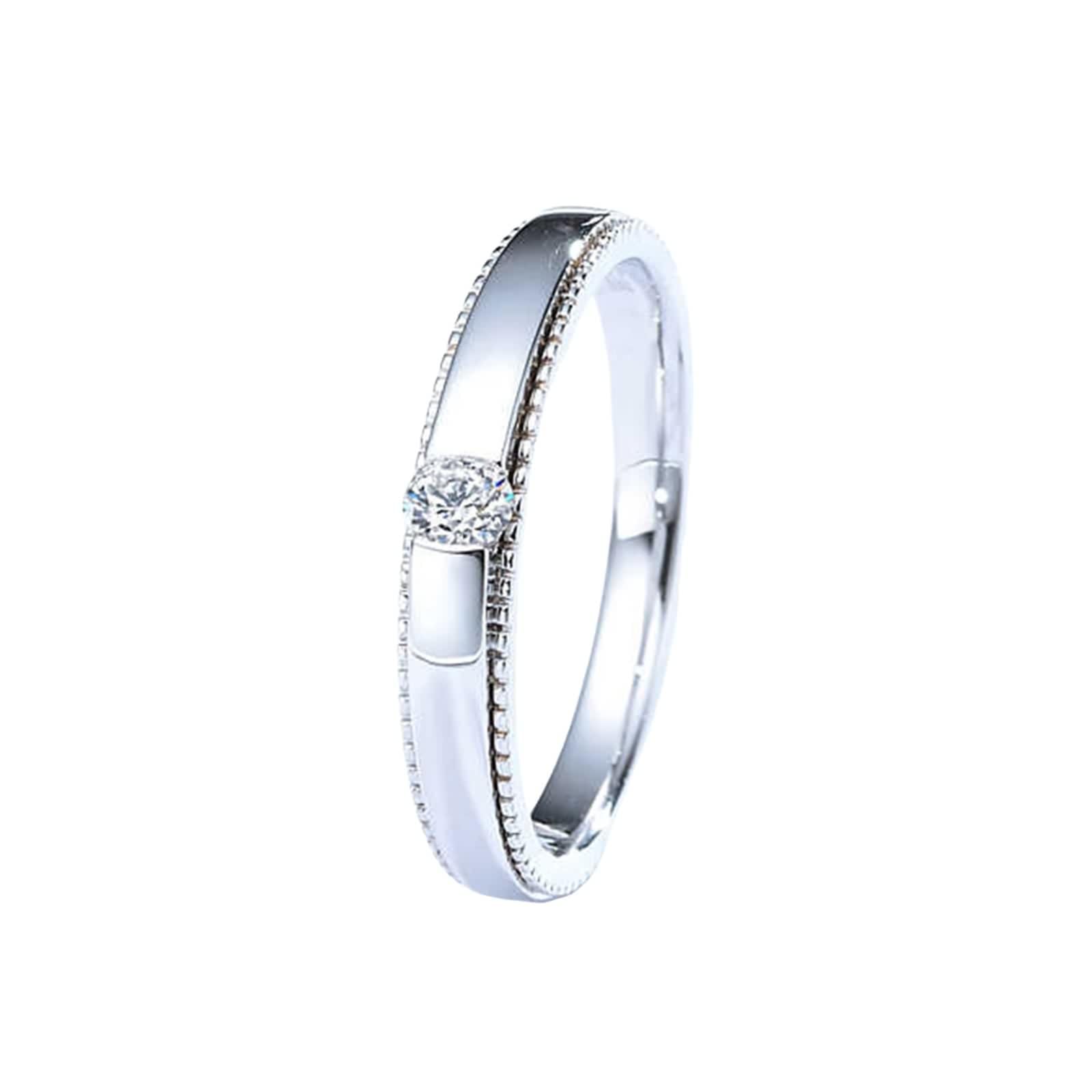 Anillo de compromiso para hombre de platino con diamante blanco de 0,13 quilates, de plata Pt950, talla 54 (17,2)