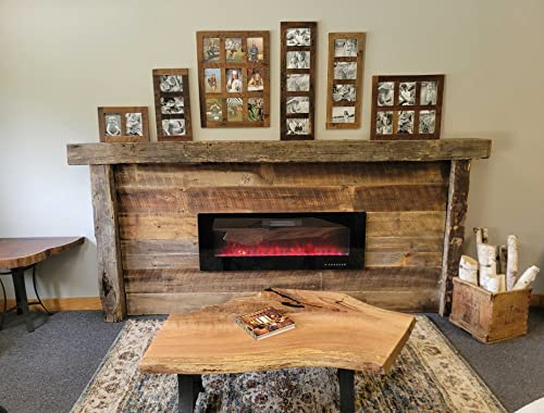 Image of Rustic Wooden Collage Picture Frame, Wood Multi Photo Holder for Wall, Horizontal and Vertical Display, Reclaimed Barnwood, 2 Openings each 5x7