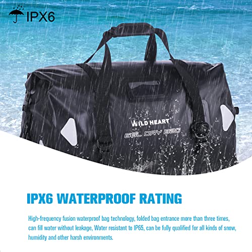 Wild Heart Waterproof Travel Duffel Bag Pvc500D Double-Bottom With Rope Straps And Inner Pocket 40L 66L 100L(100L Black) #TOP1