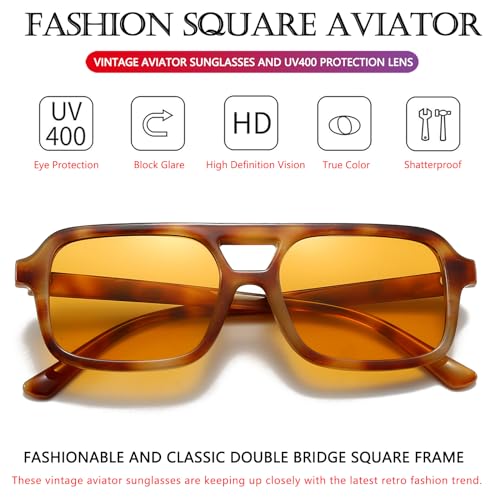 AIEYEZO Retro Square Sunglasses for Women Men Trendy Rectangle Aviator Sun Glasses Vintage 70s Shades4