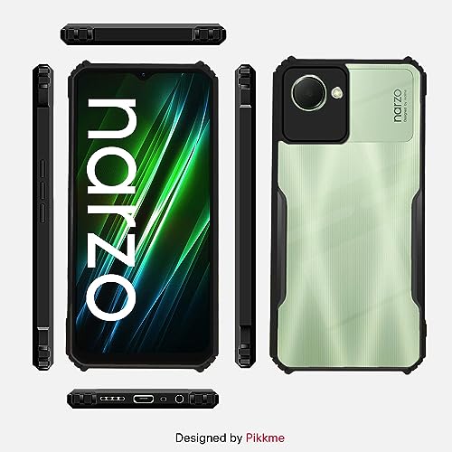 Image of Pikkme Realme Narzo 50i Prime / C30 Back Cover | Crystal Clear Transparent Back | Ultra Hybrid | Full Camera Protection | Raised Edge | Bumper Back Case for Realme Narzo 50i Prime / C30 (Black)
