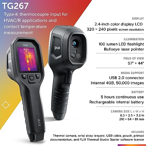 Image of FLIR TG267 Thermal Imaging Camera with Bullseye Laser: Commercial Grade Infrared Camera for Building Inspection, HVAC and Electrical