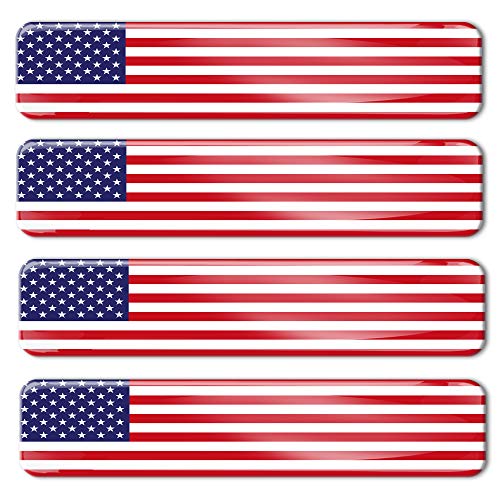 Image of 4 x 3D Domed Silicone Stickers USA Flag Decal F 27
