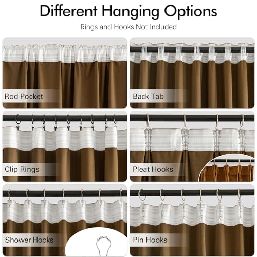 Image of MIULEE Fall Golden Brown Velvet Blackout Curtains Pinch Pleat 52 inch Wx96 L | 2 Panels,Luxury,Thermal Insulated,Super Soft,Back Tab & Rod Pocket,for Bedroom Living Room